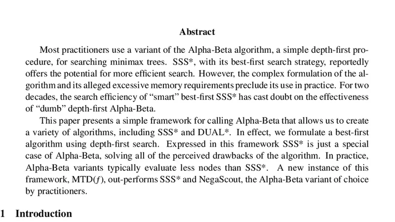 Best-First and Depth-First Minimax Search in Practice