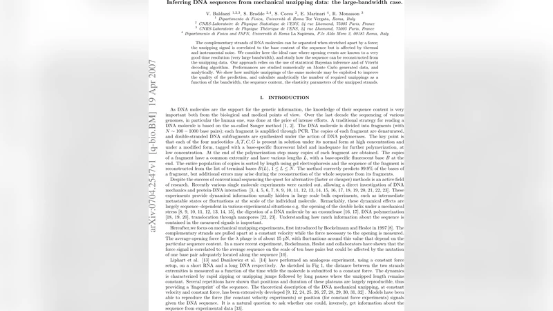 Inferring DNA sequences from mechanical unzipping data: the   large-bandwidth case