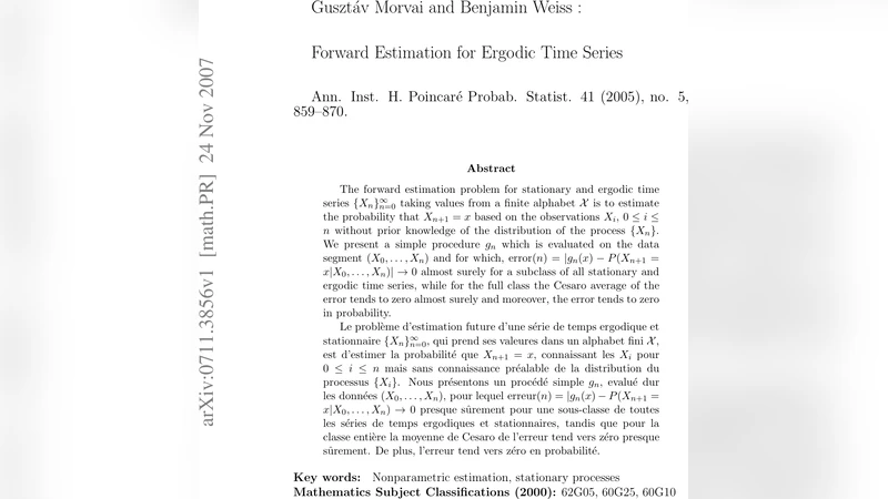 Forward estimation for ergodic time series