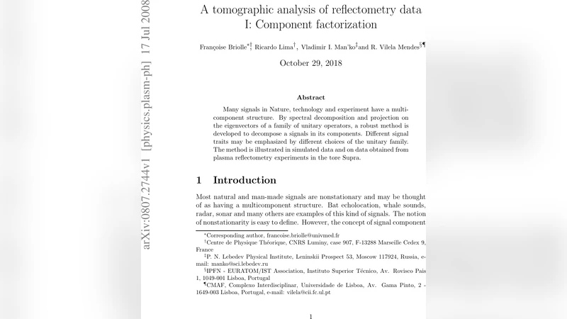 A tomographic analysis of reflectometry data I: Component factorization