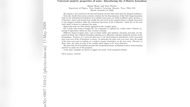 Universal analytic properties of noise. Introducing the J-Matrix   formalism