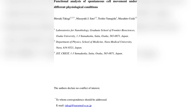 Functional Analysis of Spontaneous Cell Movement under Different   Physiological Conditions