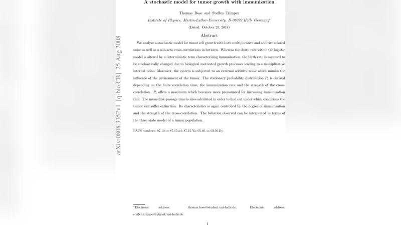 A stochastic model for tumor growth with immunization