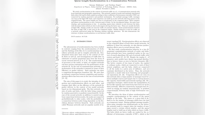 Queue-length synchronization in a communication networks