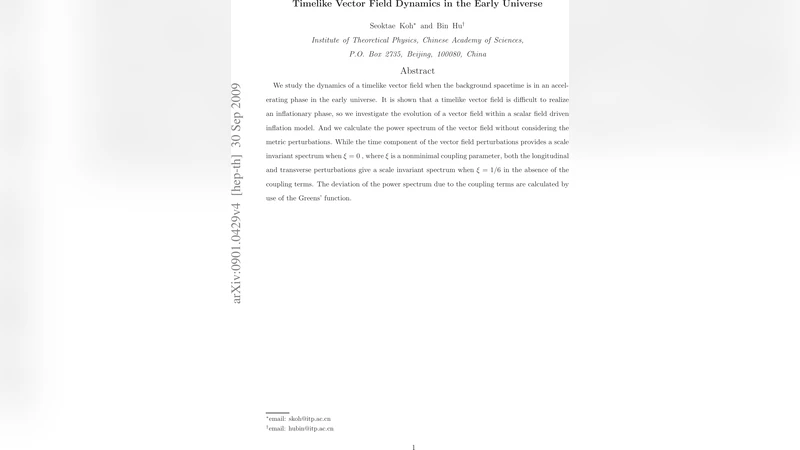 Timelike Vector Field Dynamics in the Early Universe