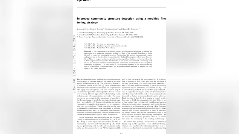 Improved community structure detection using a modified fine tuning   strategy