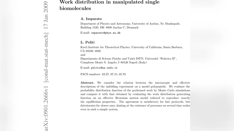 Work distribution in manipulated single biomolecules