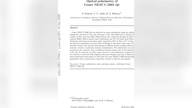 Optical polarimetry of Comet NEAT C/2001 Q4