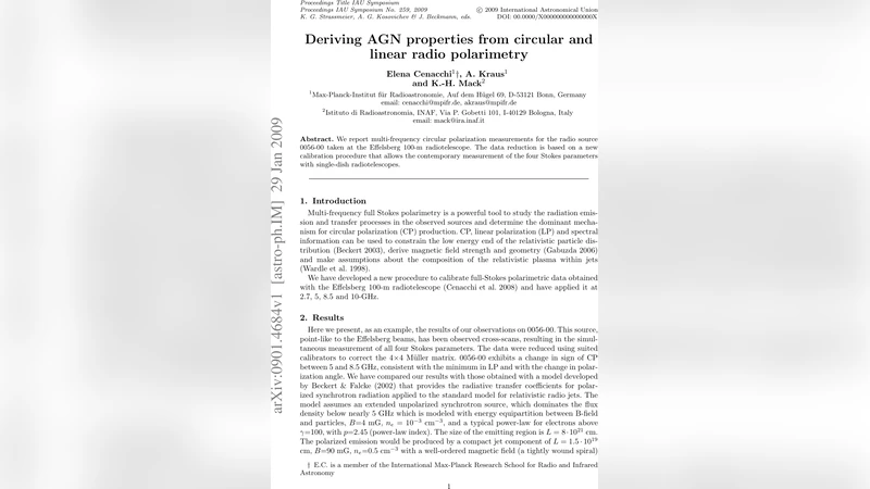 Deriving AGN properties from radio CP and LP