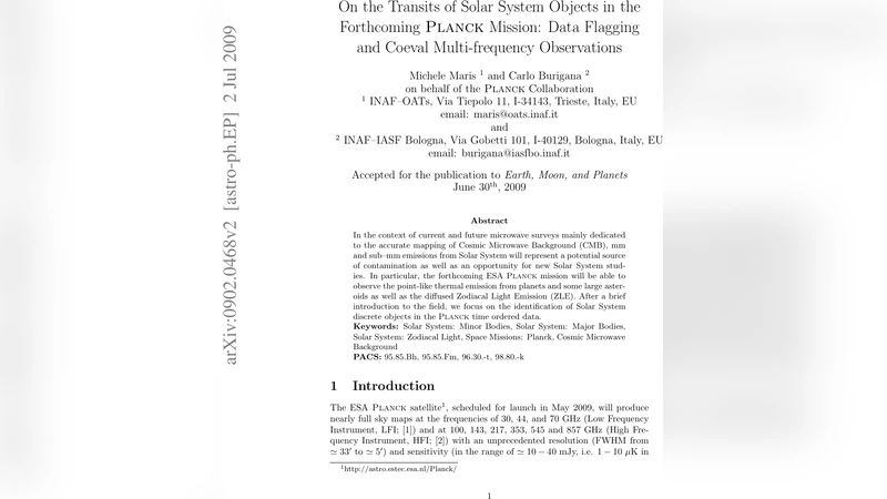 On the Transits of Solar System Objects in the Forthcoming PLANCK   Mission: Data Flagging and Coeval Multifrequency Observations
