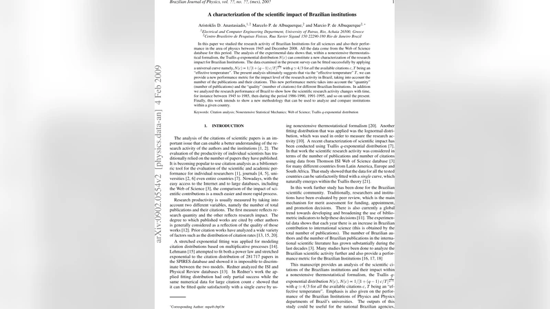 A characterization of the scientific impact of Brazilian institutions