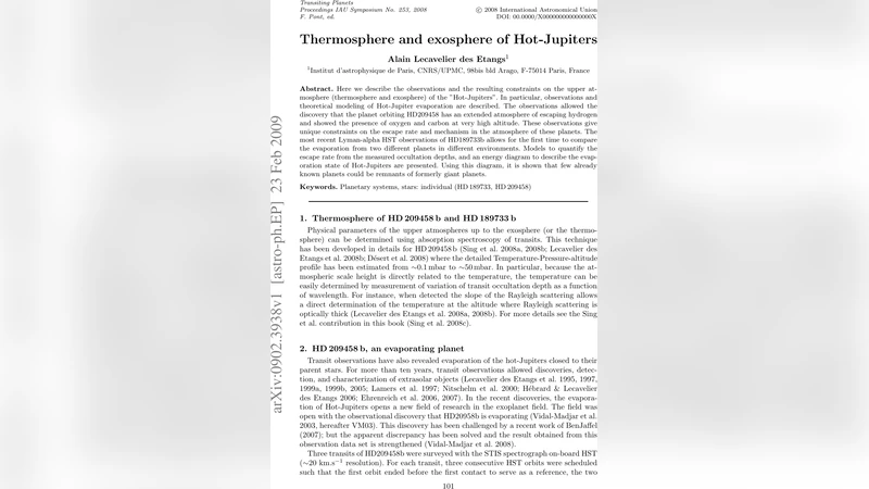 Thermosphere and exosphere of Hot-Jupiters