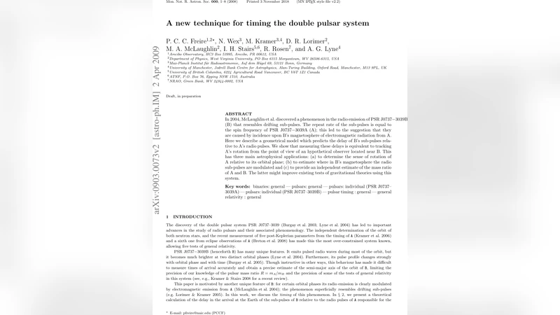 A new technique for timing the double pulsar system