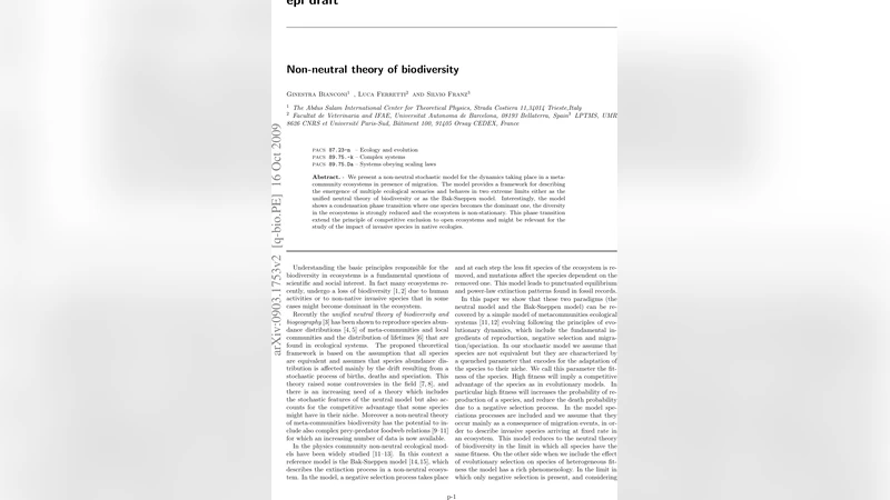 Non-neutral theory of biodiversity