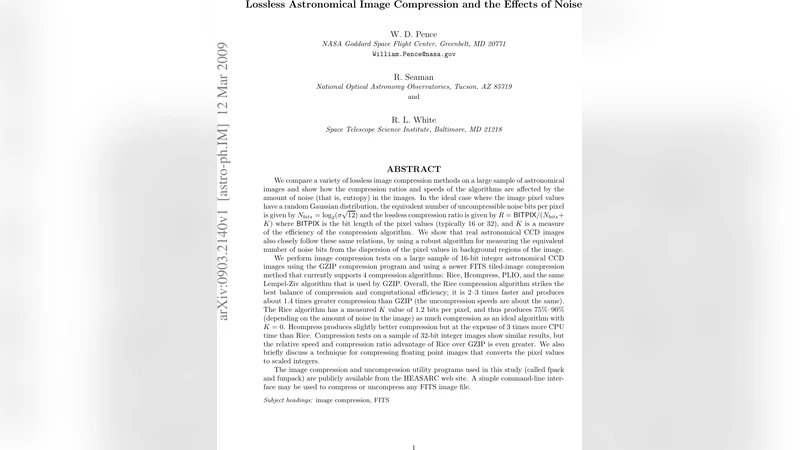 Lossless Astronomical Image Compression and the Effects of Noise