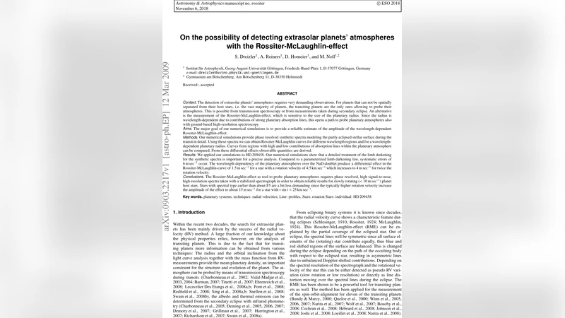 On the possibility of detecting extrasolar planets atmospheres with the   Rossiter-McLaughlin-effect