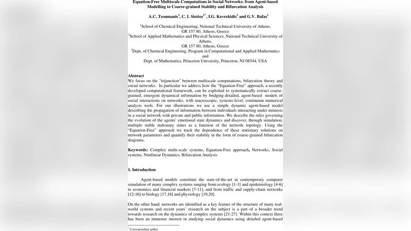 Equation-Free Multiscale Computations in Social Networks: from   Agent-based Modelling to Coarse-grained Stability and Bifurcation Analysis