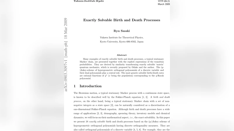 Exactly Solvable Birth and Death Processes