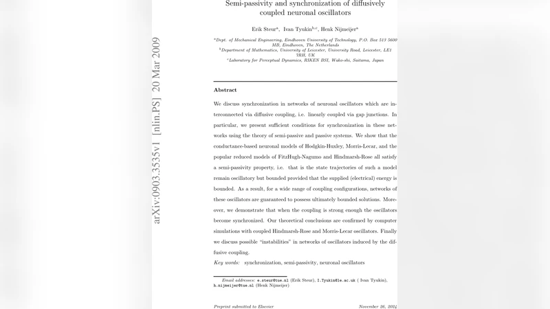 Semi-passivity and synchronization of diffusively coupled neuronal   oscillators