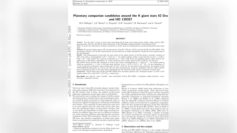 Planetary companion candidates around the K giant stars 42 Dra and HD   139357