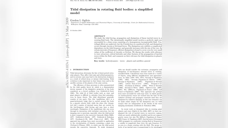 Tidal dissipation in rotating fluid bodies: a simplified model