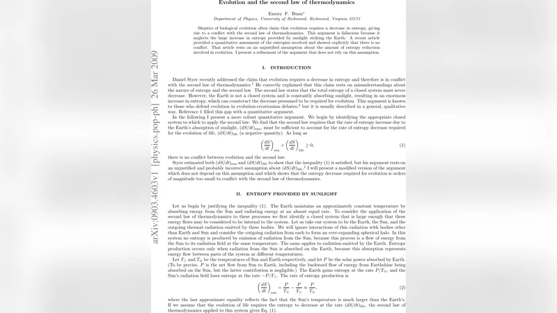 Evolution and the second law of thermodynamics
