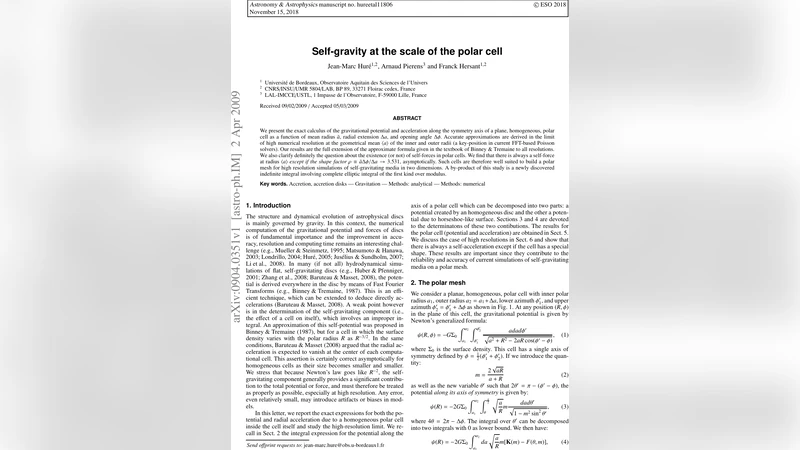 Self-gravity at the scale of the polar cell