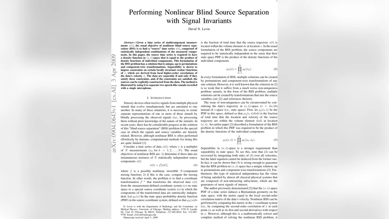Performing Nonlinear Blind Source Separation with Signal Invariants