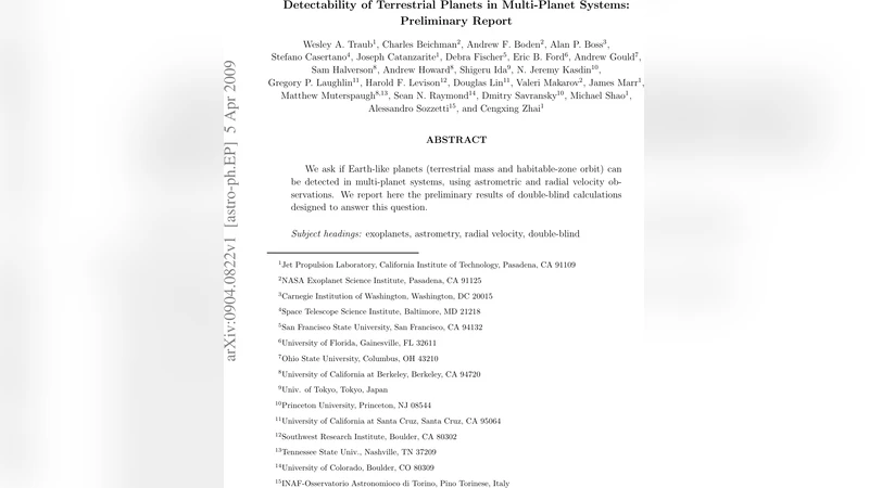 Detectability of Terrestrial Planets in Multi-Planet Systems:   Preliminary Report