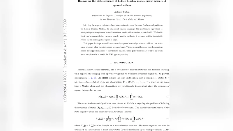 Recovering the state sequence of hidden Markov models using mean-field   approximations
