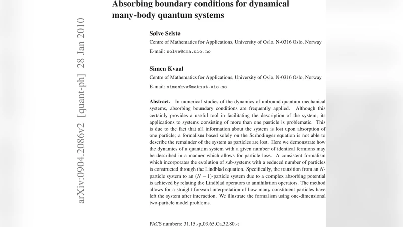 Absorbing boundary conditions for dynamical many-body quantum systems