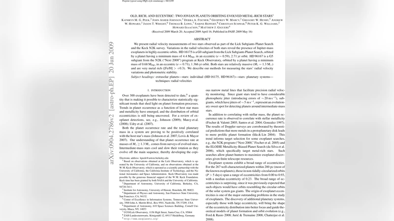 Old, Rich, and Eccentric: Two Jovian Planets Orbiting Evolved Metal-Rich   Stars