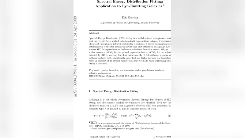 Spectral Energy Distribution Fitting: Application to Lyman   Alpha-Emitting Galaxies