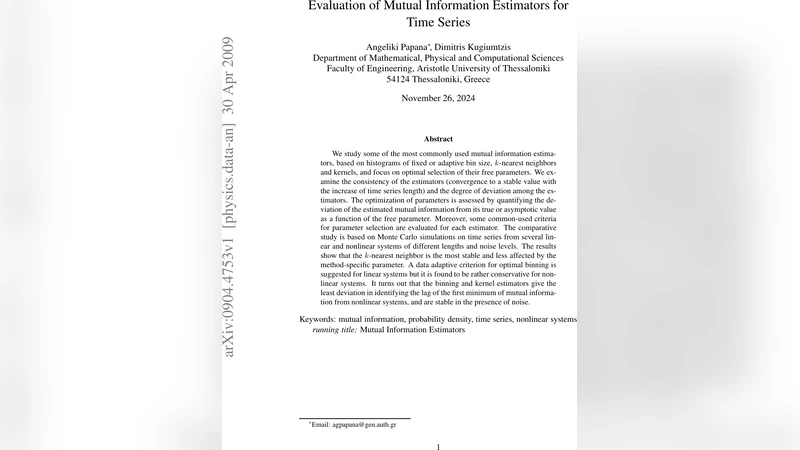 Evaluation of Mutual Information Estimators for Time Series