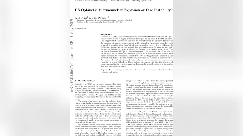 RS Ophiuchi: Thermonuclear Explosion or Disc Instability?