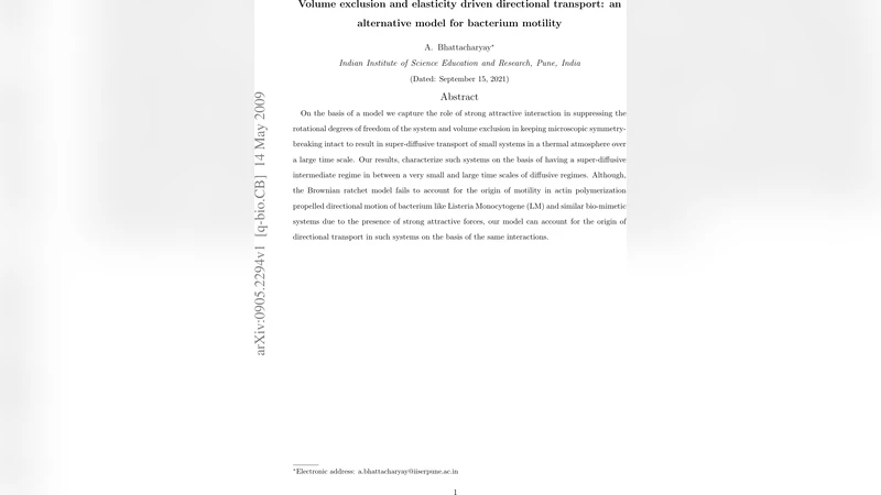 Volume exclusion and elasticity driven directional transport: an   alternative model for bacterium motility