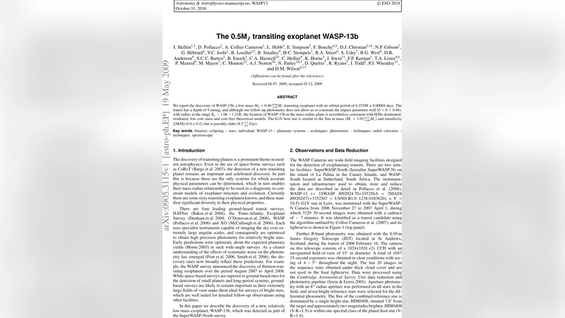 The 0.5M$_J$ transiting exoplanet WASP-13b