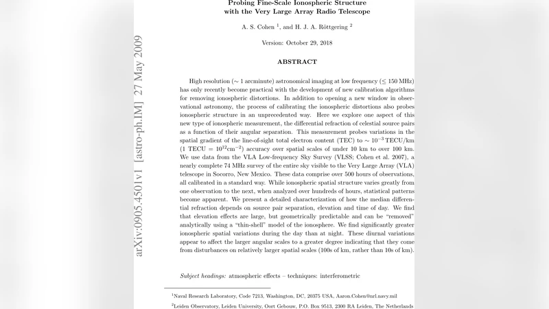 Probing Fine-Scale Ionospheric Structure with the Very Large Array Radio   Telescope