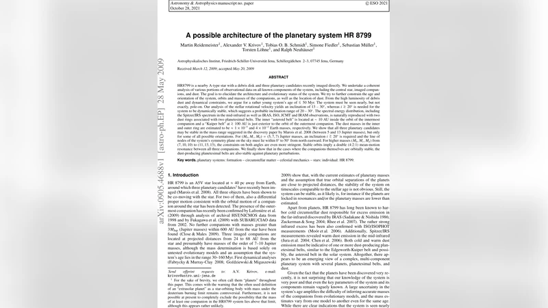 A possible architecture of the planetary system HR 8799