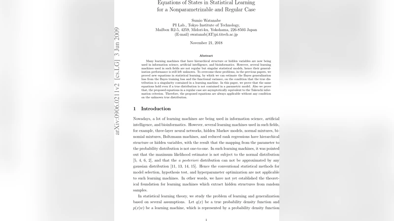 Equations of States in Statistical Learning for a Nonparametrizable and   Regular Case