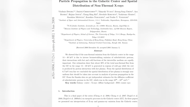 Particle Propagation in the Galactic Center and Spatial Distribution of   Non-Thermal X-rays