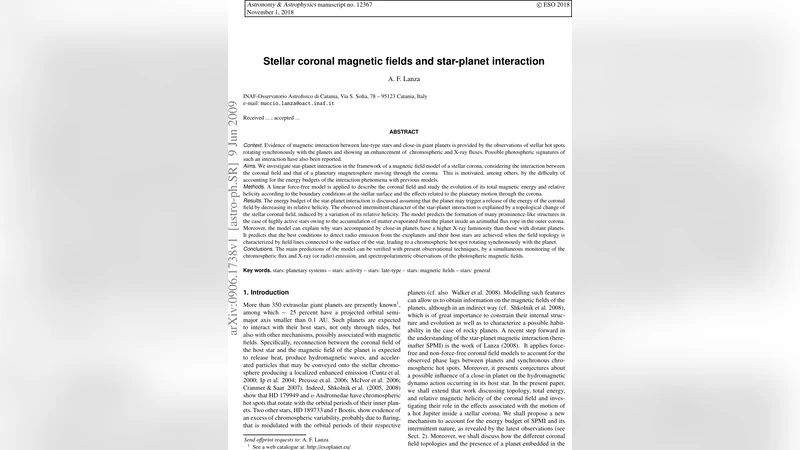 Stellar coronal magnetic fields and star-planet interaction