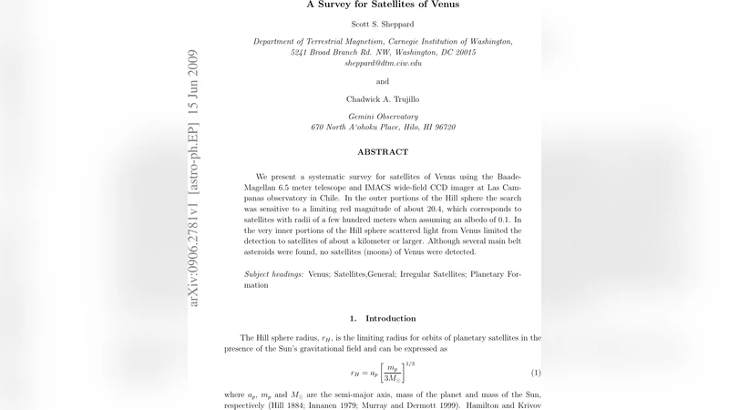 A Survey for Satellites of Venus