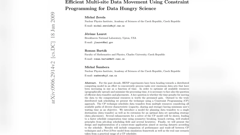 Efficient Multi-site Data Movement Using Constraint Programming for Data   Hungry Science