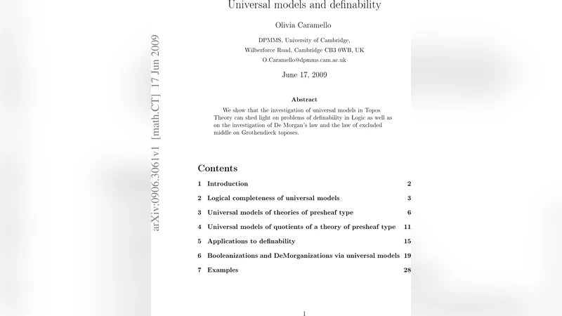 Universal models and definability