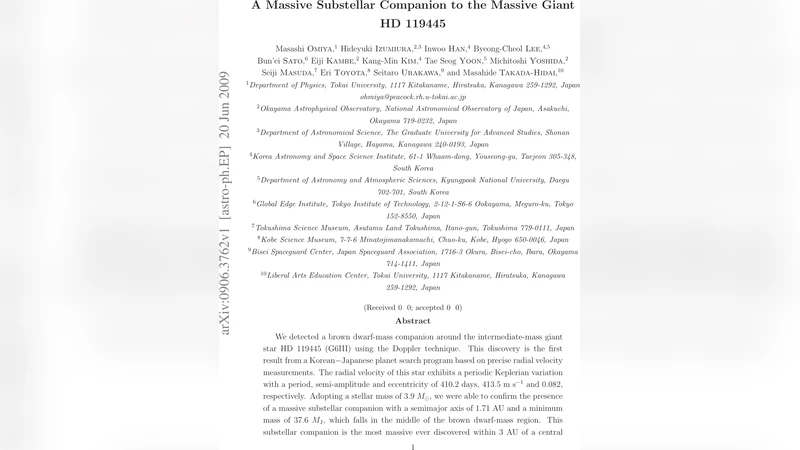 A Massive Substellar Companion to the Massive Giant HD 119445