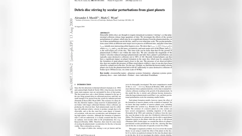 Debris disc stirring by secular perturbations from giant planets
