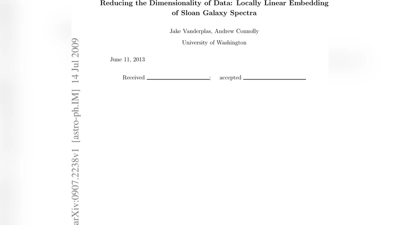 Reducing the Dimensionality of Data: Locally Linear Embedding of Sloan   Galaxy Spectra