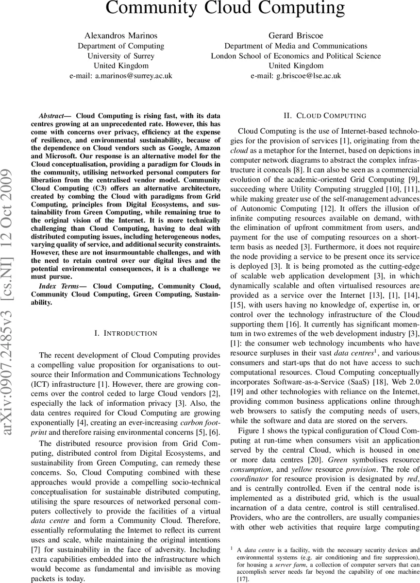 Community Cloud Computing