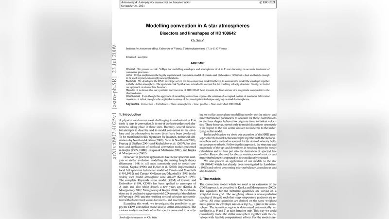 Modelling convection in A star atmospheres. Bisectors and lineshapes of   HD108642